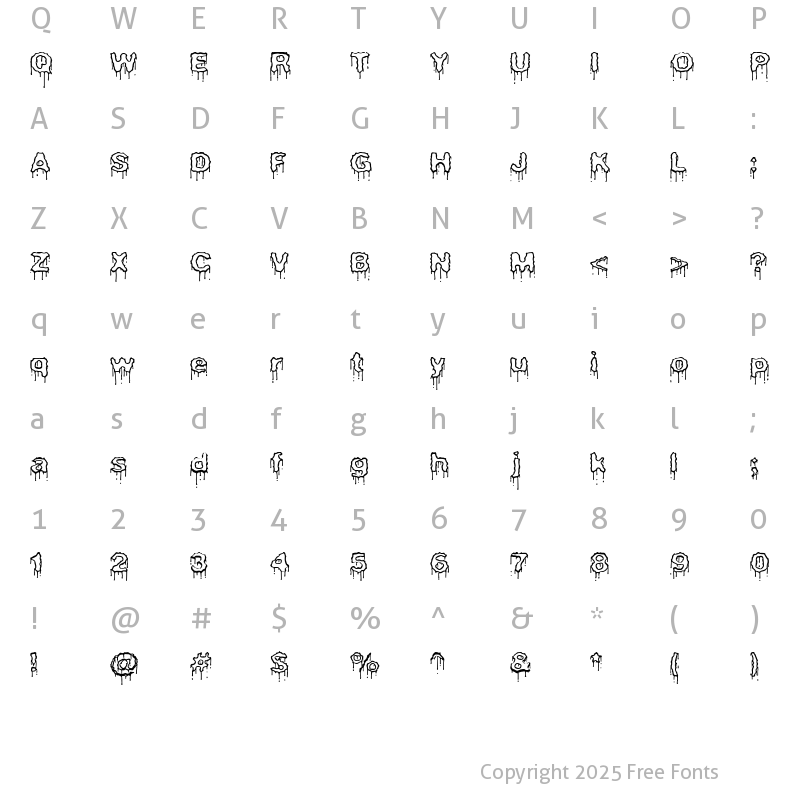 Character Map of Plasma Drip Empty BRK Regular