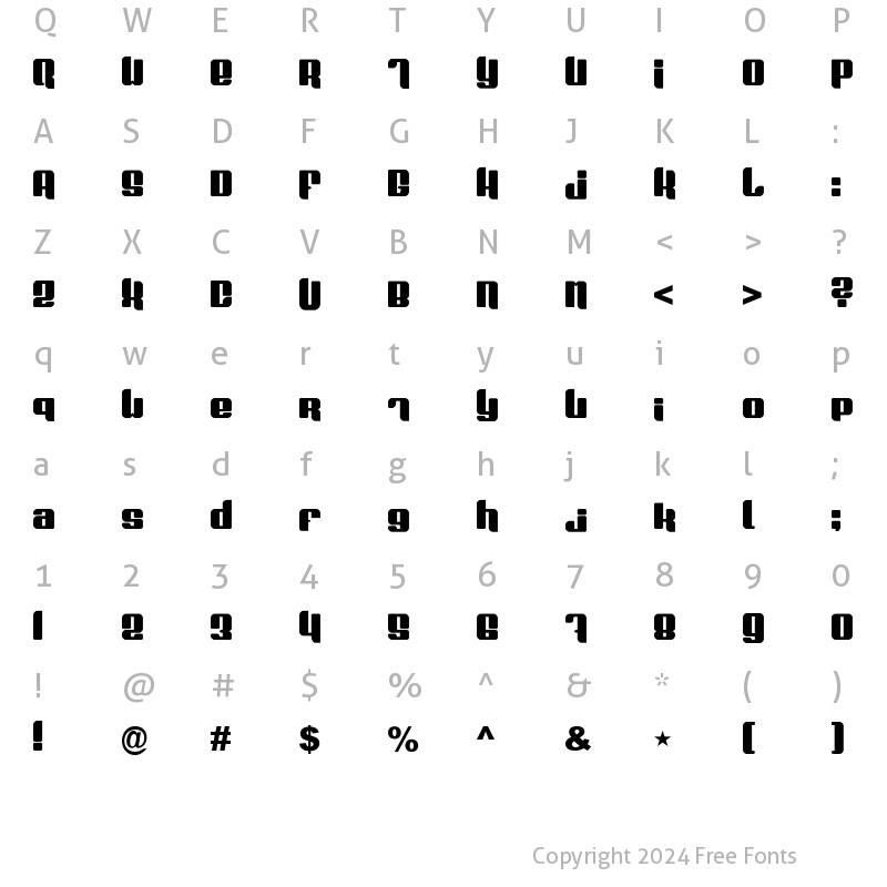 Character Map of Plasmafuzion Regular