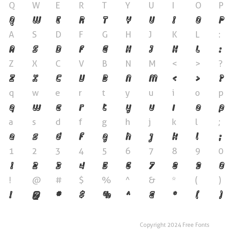 Character Map of Plasmatica Open Italic