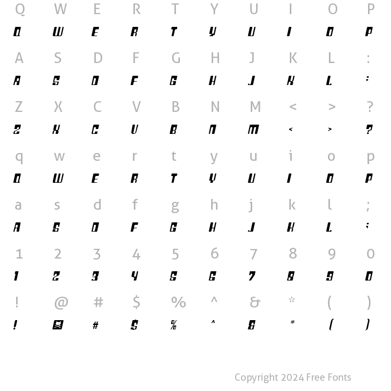 Character Map of Plastic No.20 Regular