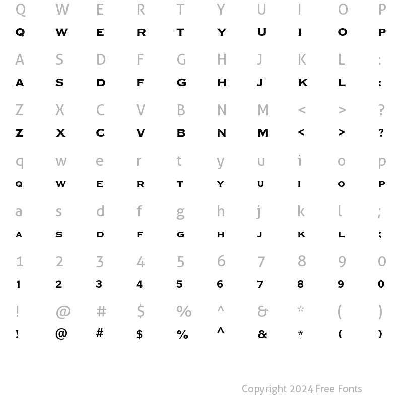 Character Map of Plate Gt Three Four MT Std Bd