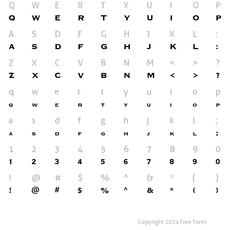 Character Map of Plate Gt Two Four MT Std Bd