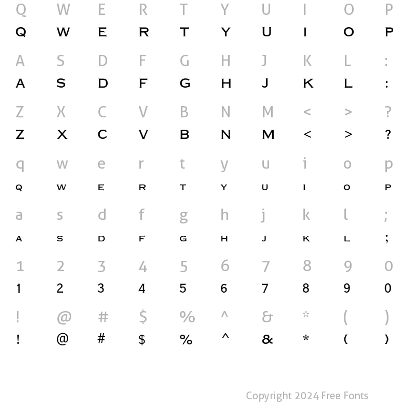 Character Map of Plate Gt Two Four MT Std Regular