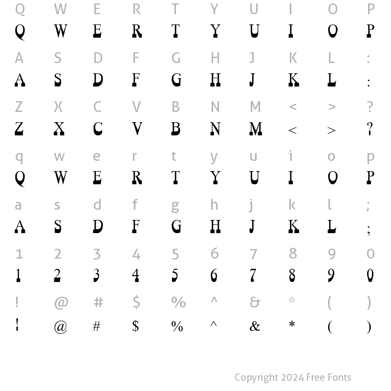 Character Map of Platform Shoe Regular