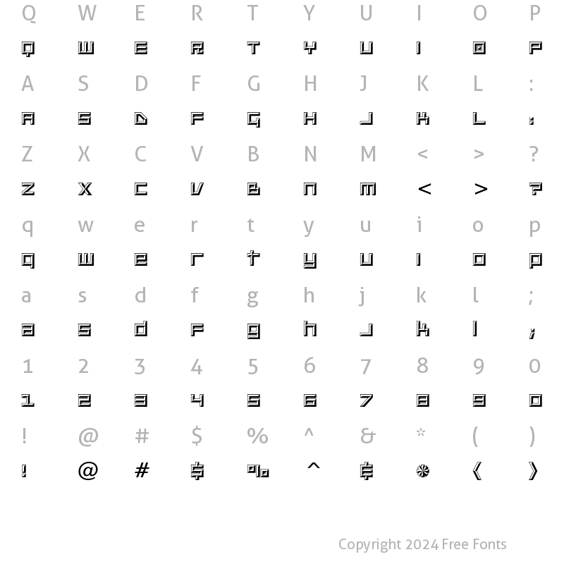 Character Map of Platinum Beat BTN Chiseled Regular