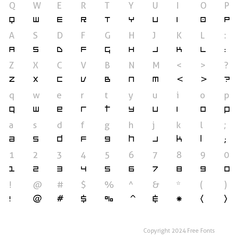 Character Map of Platinum Beat BTN Regular