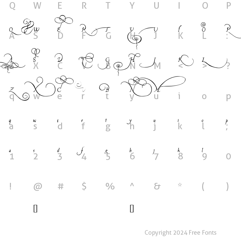 Character Map of Platthand Demo Regular