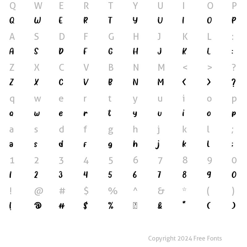 Character Map of Plavea - Shine Regular