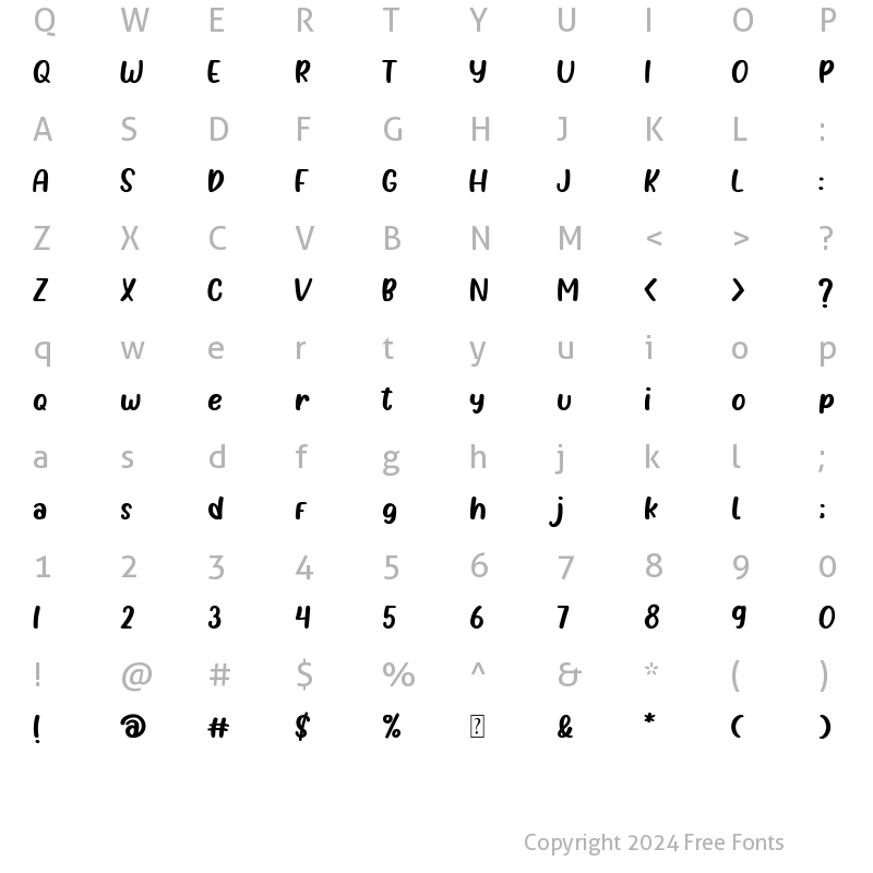 Character Map of Plavea - Solid Regular