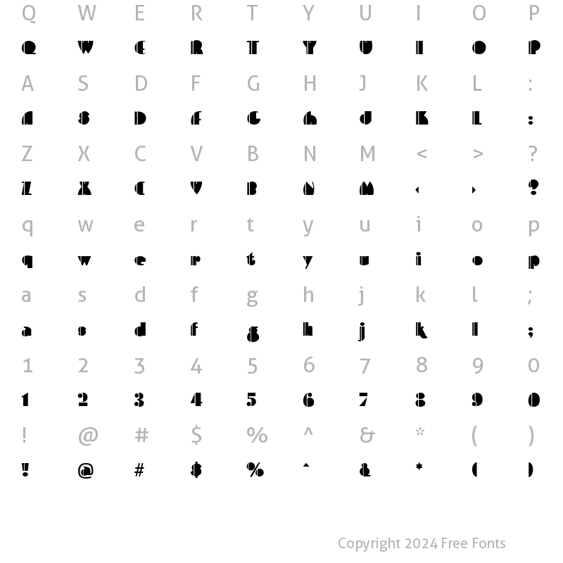 Character Map of Playce Regular