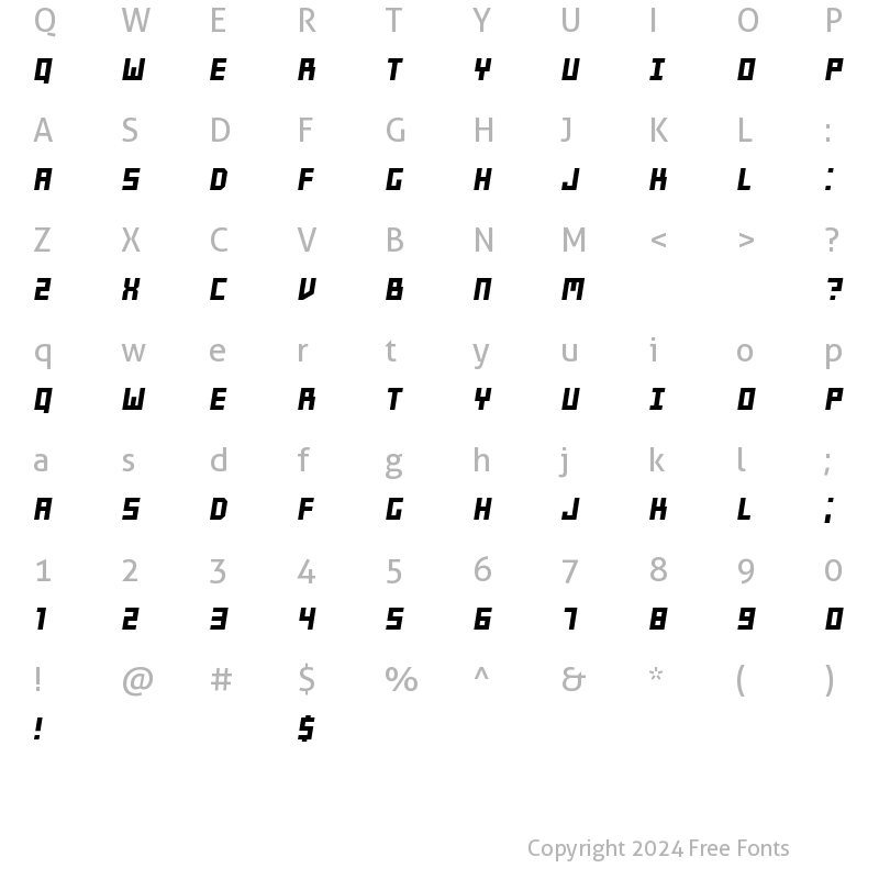 Character Map of Players Italic