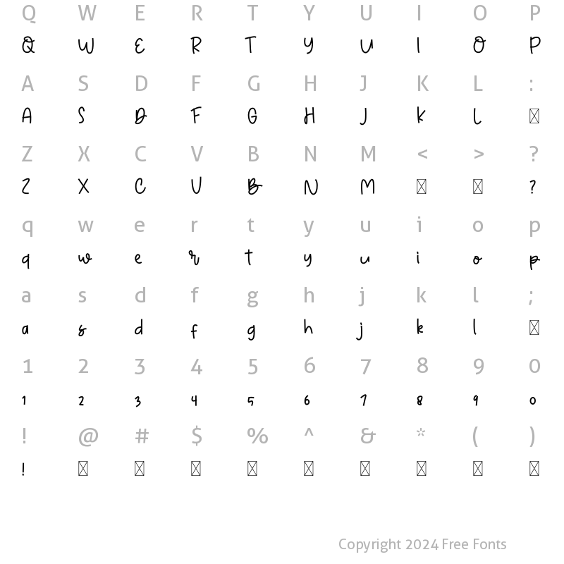 Character Map of Playfull Nights Regular