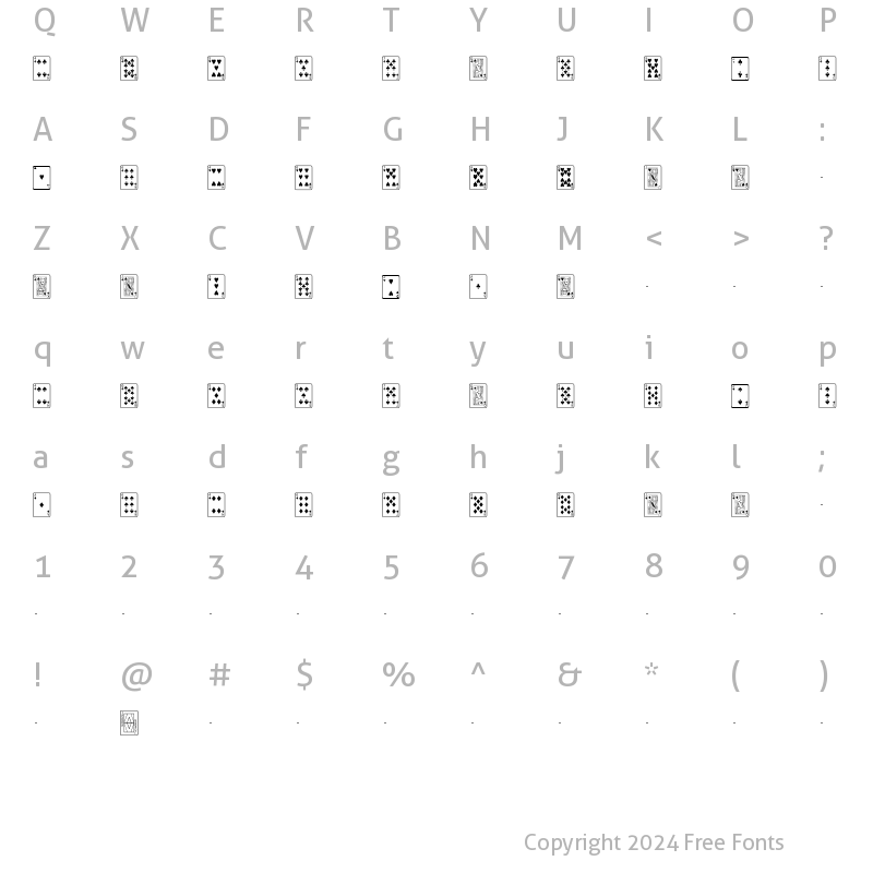 Character Map of Playing Cards Regular