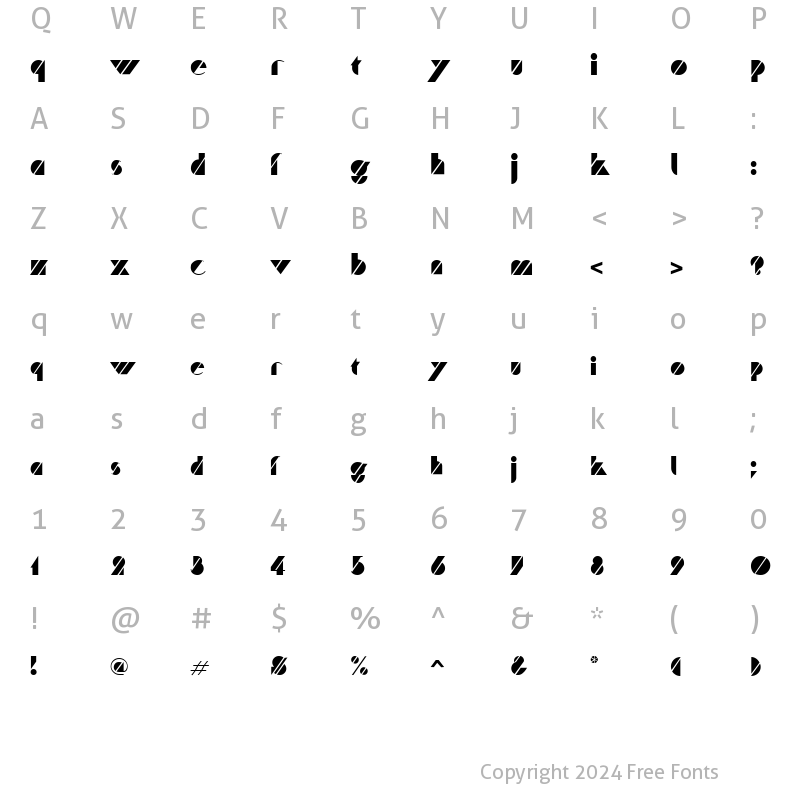 Character Map of Playmate Regular