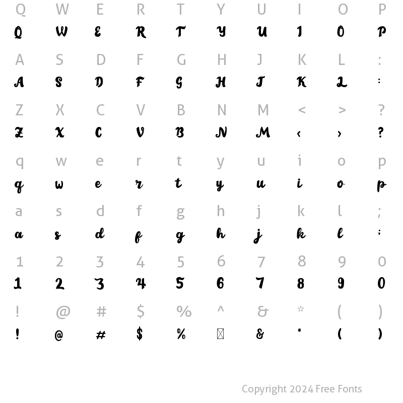 Character Map of Playstick Regular