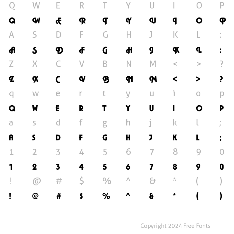 Character Map of Plaza00 Becker Regular