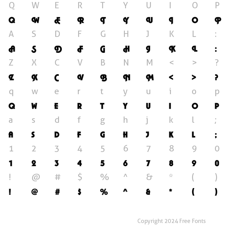 Character Map of Plaza40 Becker Regular