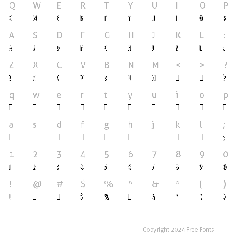 Character Map of Pleasure Bold Shaded LET Plain