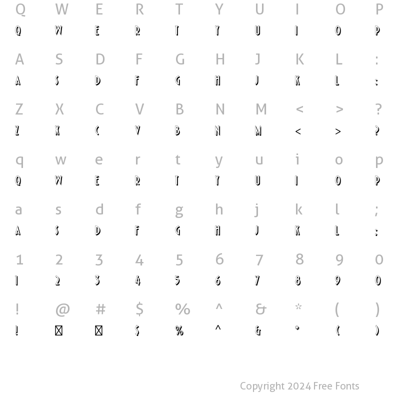 Character Map of Pleasure Bold Shaded Std Regular