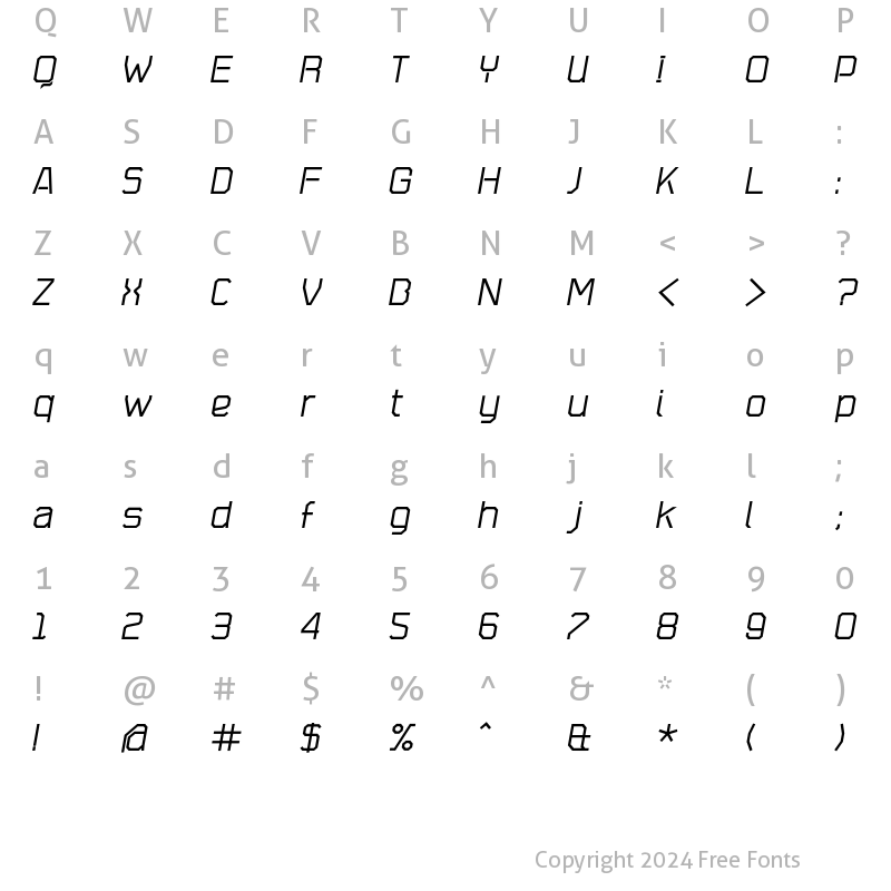 Character Map of Plotta Bold Italic