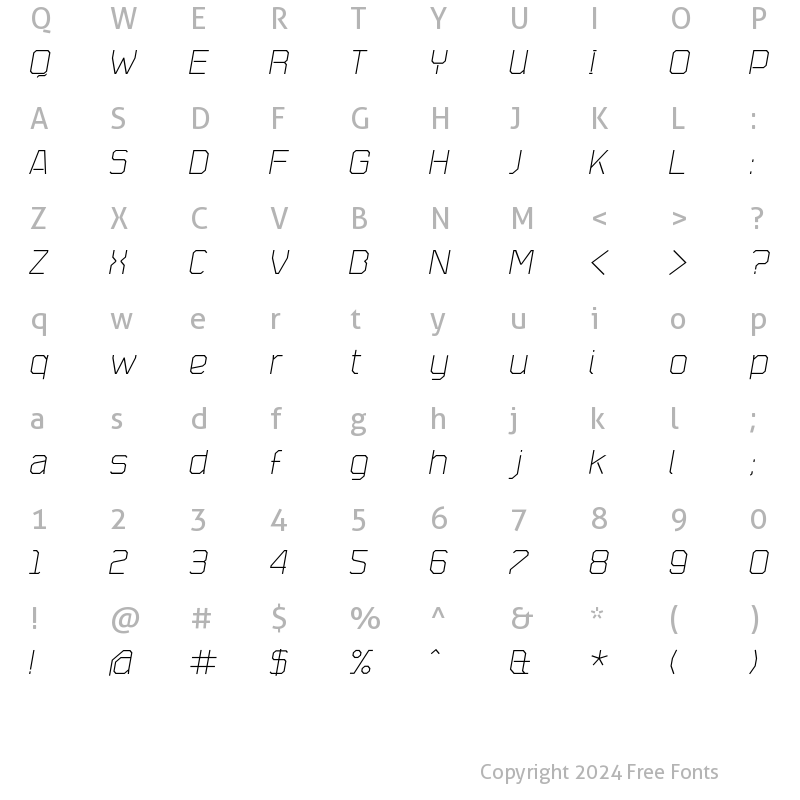 Character Map of Plotta Italic