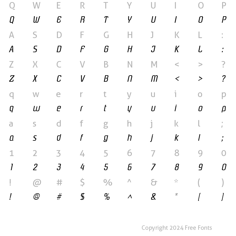 Character Map of Plover Italic
