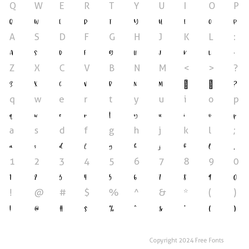 Character Map of Plum Cobbler Regular