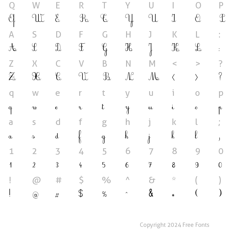 Character Map of Plum Script Regular