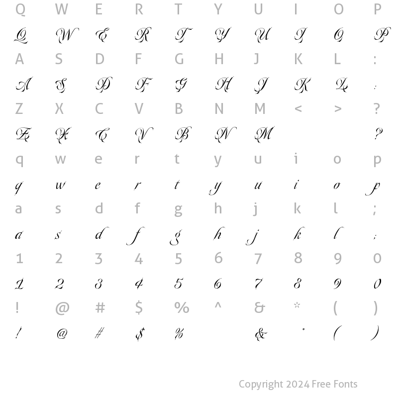 Character Map of Plumage Regular