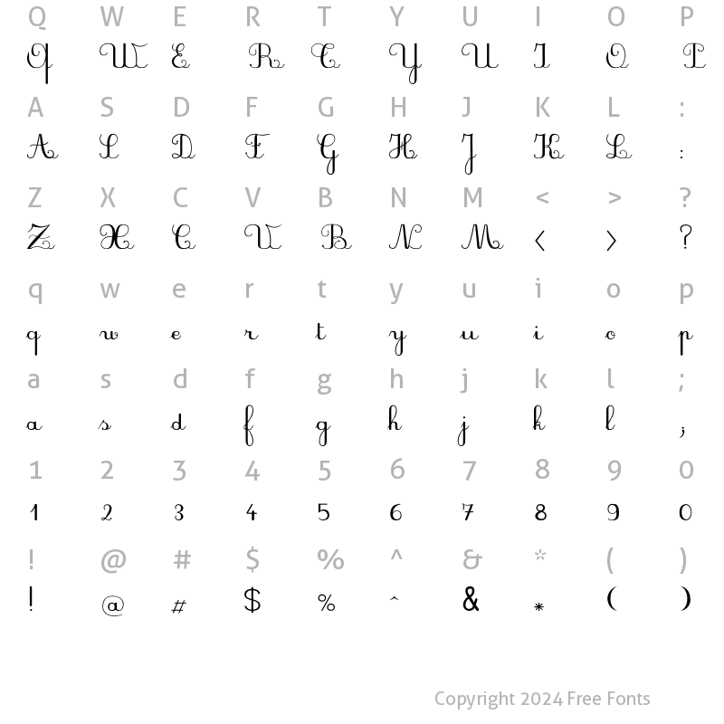 Character Map of PlumBAL Regular