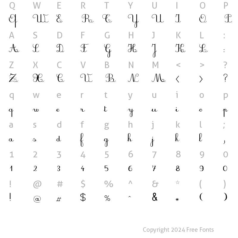 Character Map of PlumBDL Regular