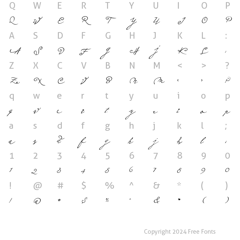 Character Map of Plumero Script Regular