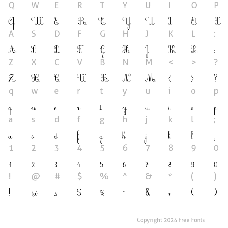 Character Map of PlumScript Regular