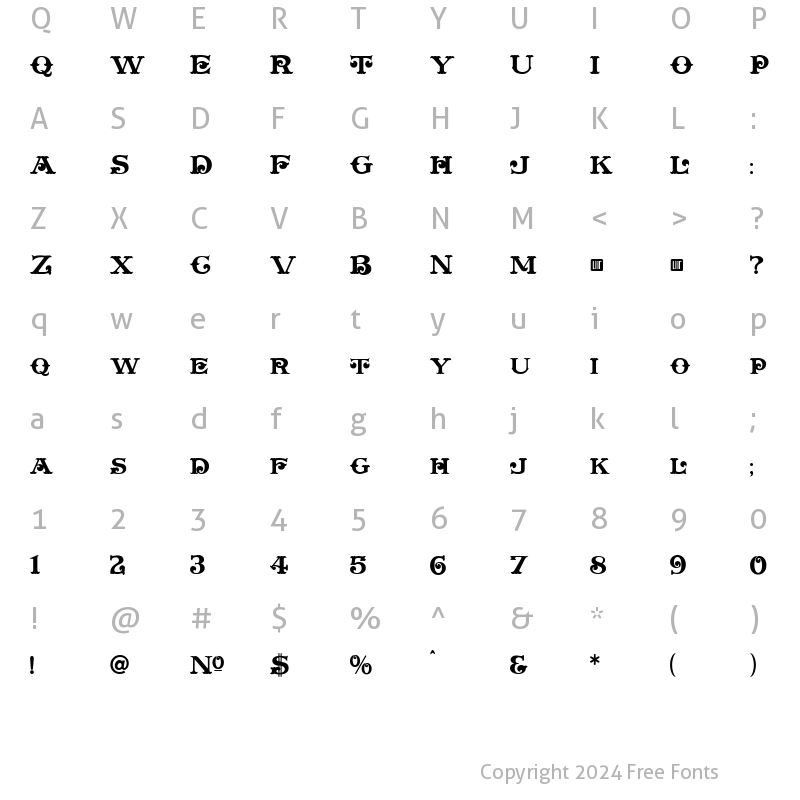 Character Map of Plymouth Regular