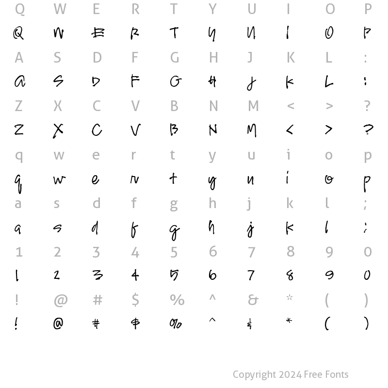 Character Map of PlzScript Regular