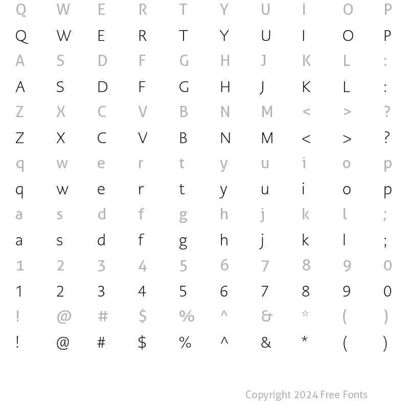 Character Map of PMNCaeciliaSans Head Light