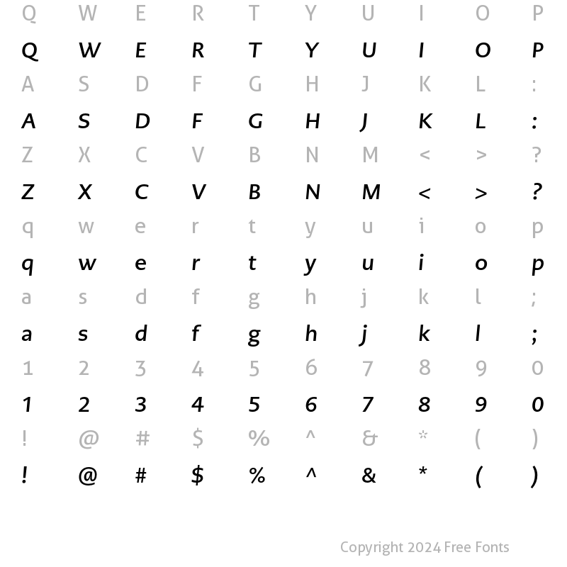 Character Map of PMNCaeciliaSans Text Bold Obl