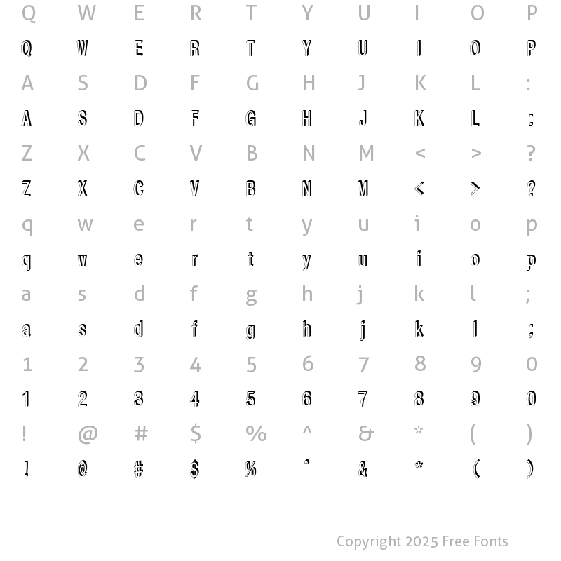 Character Map of PMT?S?V?b?NRelief Regular