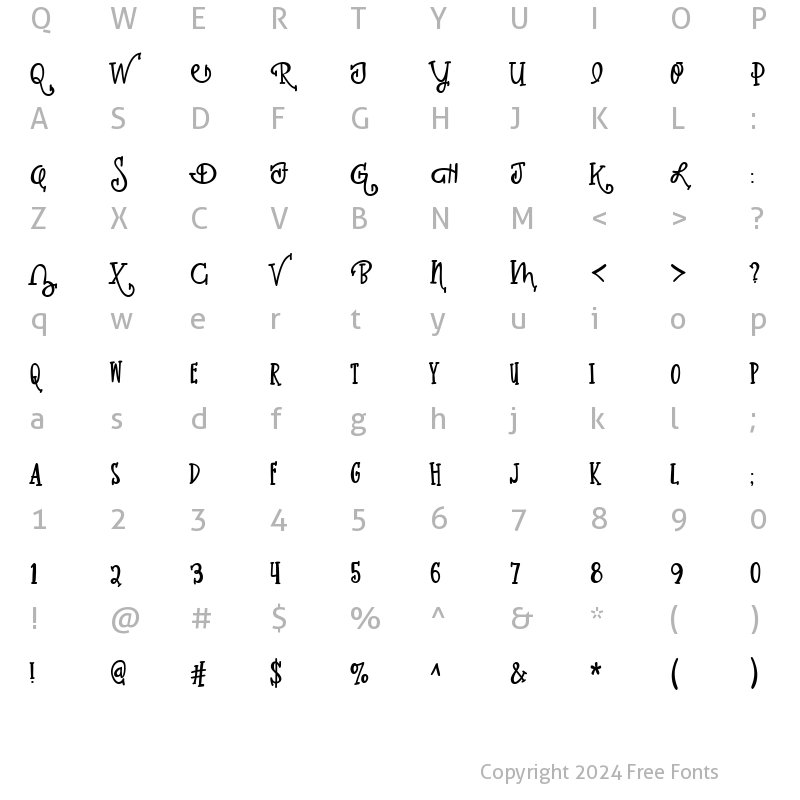 Character Map of PN Housewine Regular