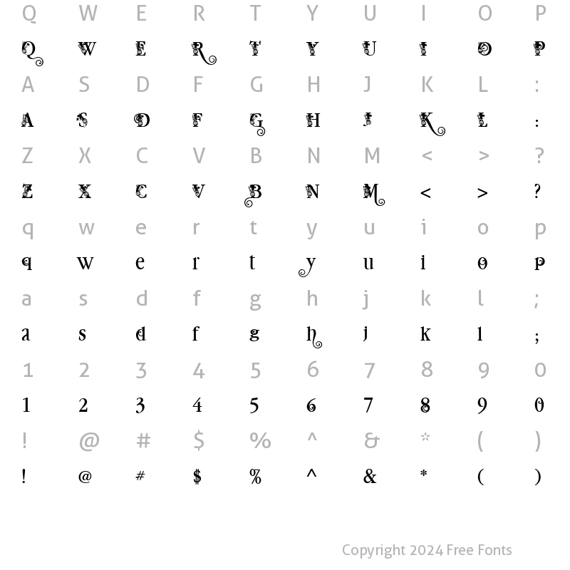 Character Map of PN Millionaire Floral Regular