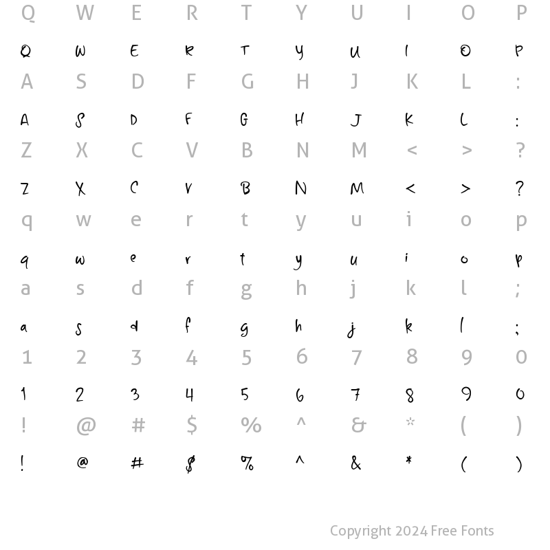 Character Map of PN Quick Silver Regular