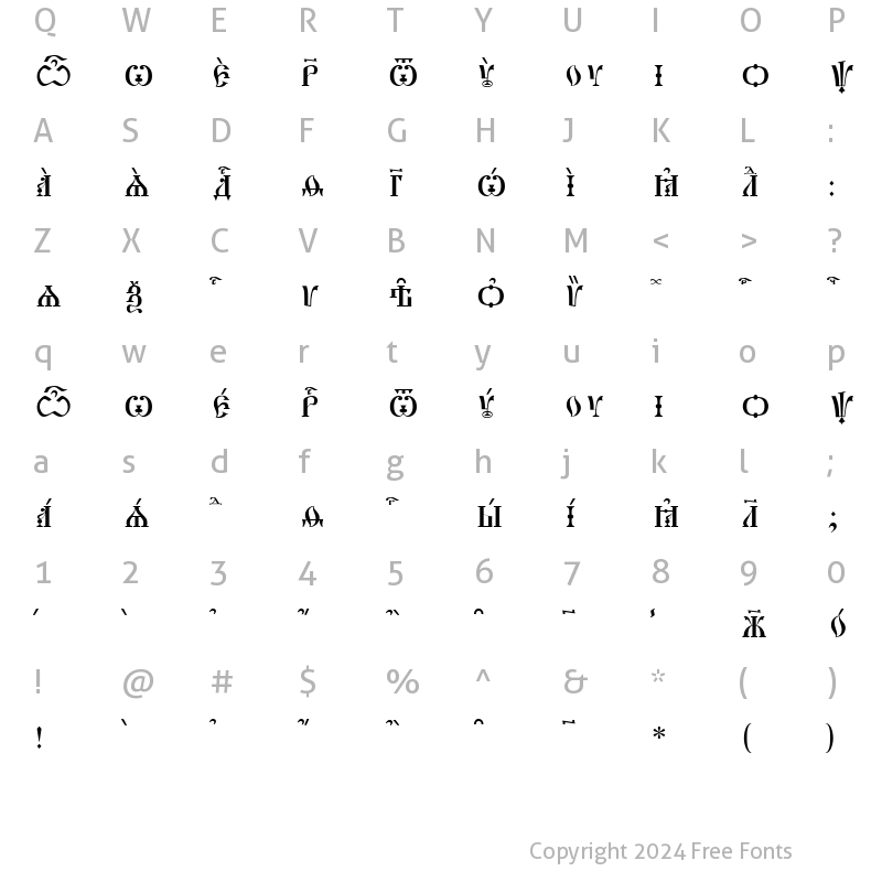 Character Map of Pochaevsk Caps kUcs SpacedOut