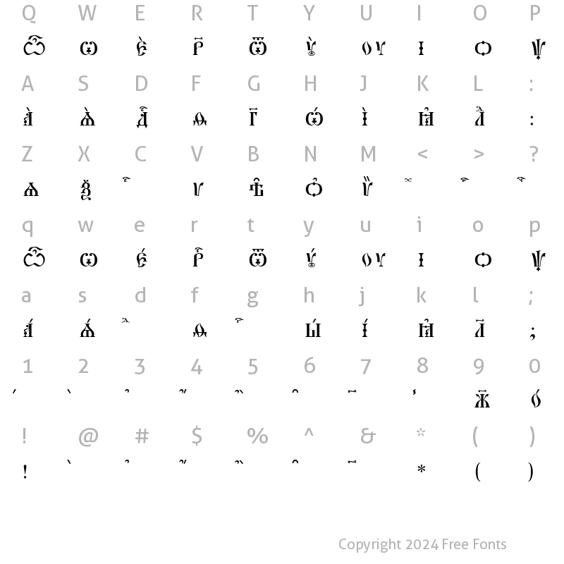 Character Map of Pochaevsk Caps Ucs SpacedOut