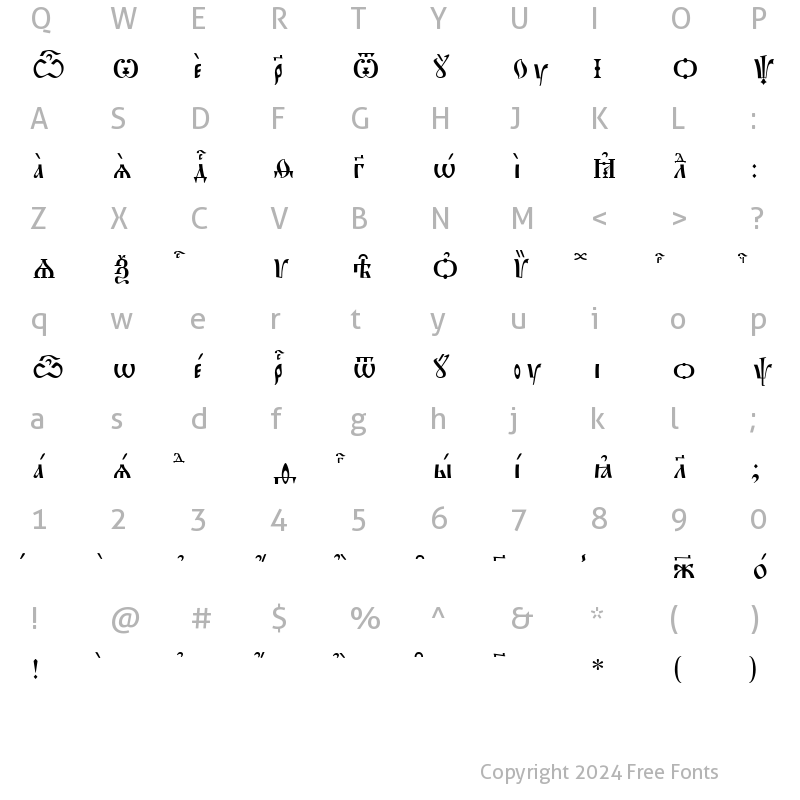 Character Map of Pochaevsk ieUcs SpacedOut