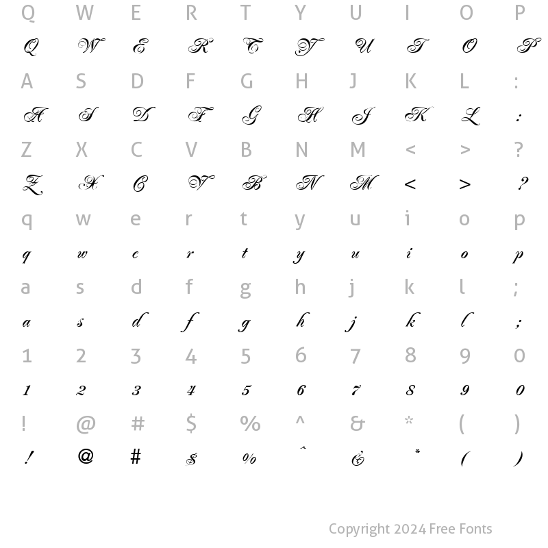 Character Map of PoemRenaissance Bold