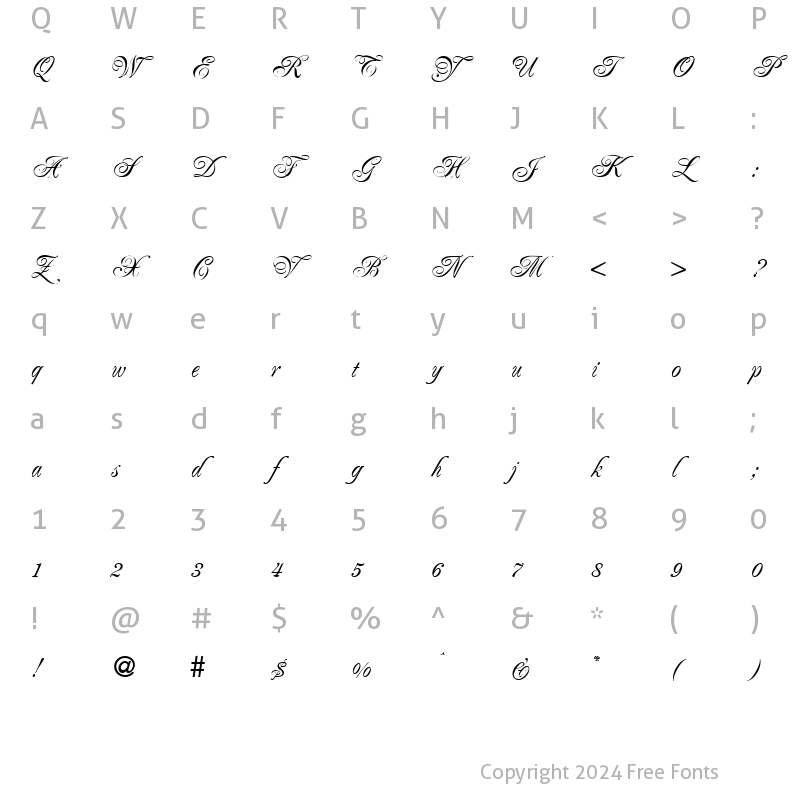 Character Map of PoemRenaissance Regular