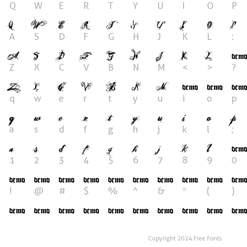 Character Map of Poesie_Noire Regular