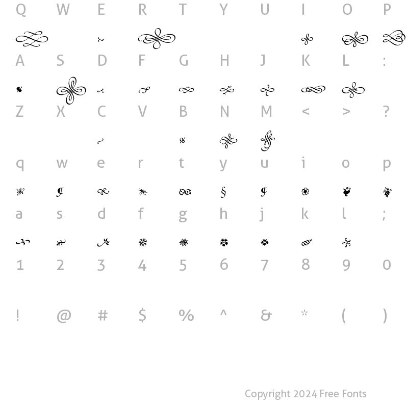 Character Map of Poetica Supp Ornaments Regular