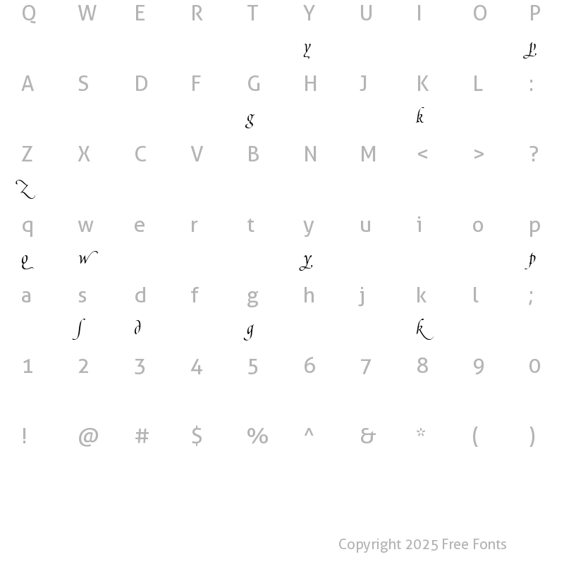 Character Map of Poetica SuppLowercaseAltII Italic