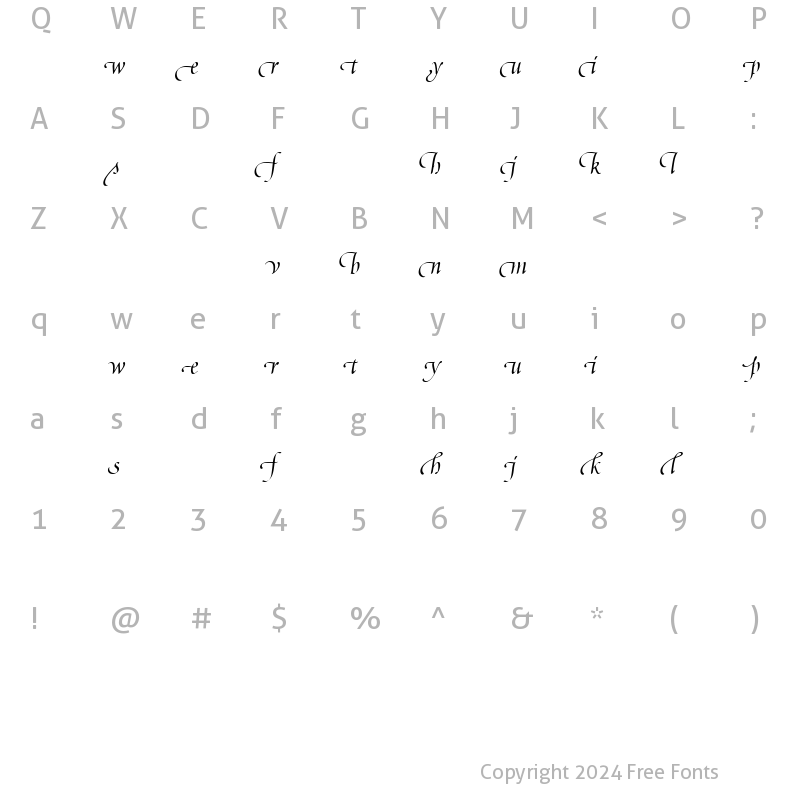 Character Map of Poetica SuppLowercaseBegI Italic